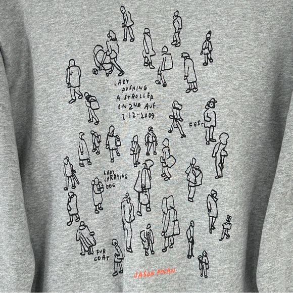 UT Uniqlo x Jason Polan Limited Edition New York Drawing Gray Sweatshirt sz M - Picture 6 of 9
